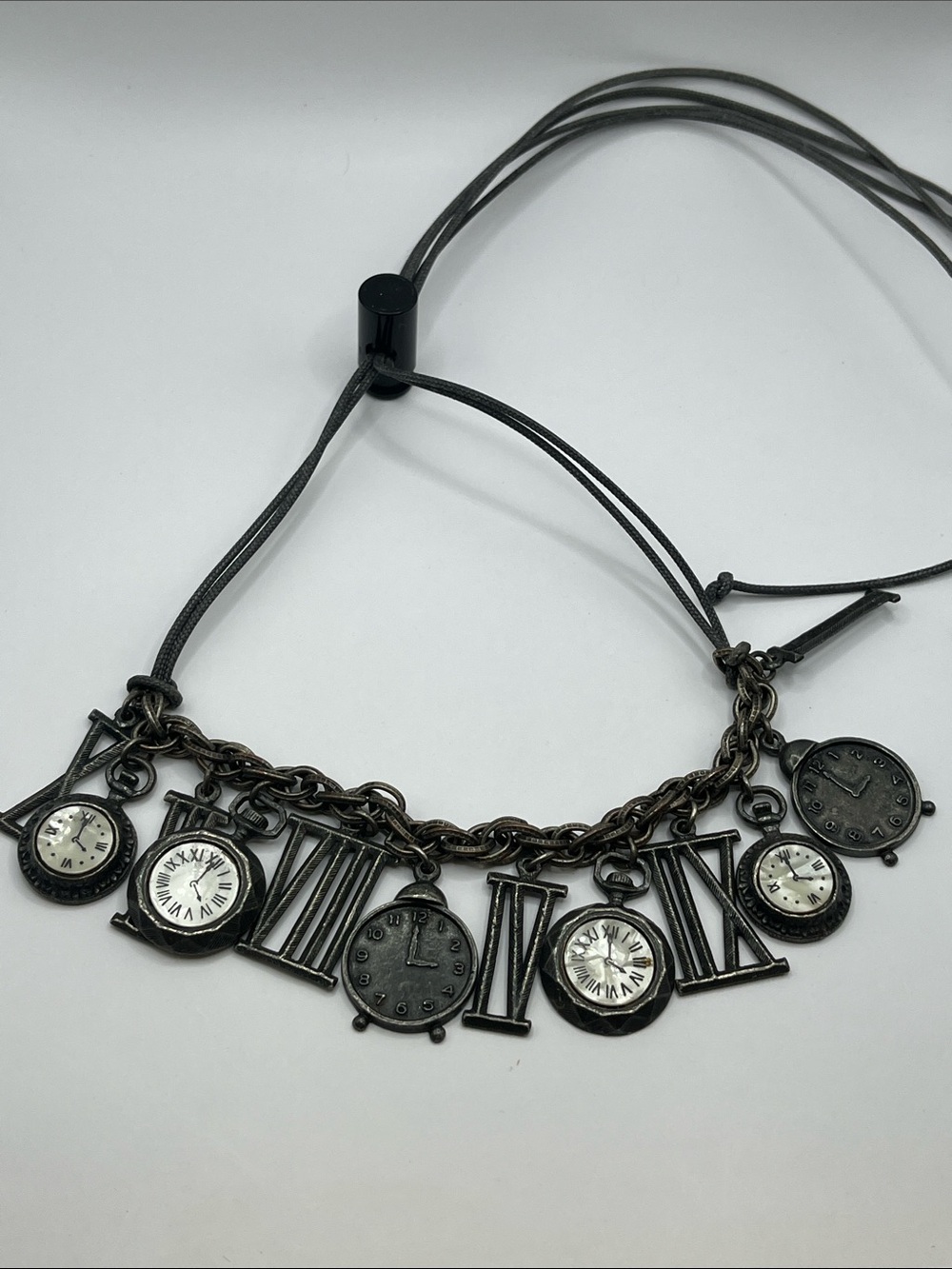 Vintage ART Arthur Pepper Chunky Timepiece Theme Charm Necklace 40"